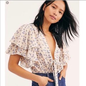 Free People call me later ruffle bodysuit
